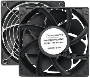 2-Pack 120mm 12V DC 12038 120mm x 38mm 4.72inch High Speed Dual Ball Bearing 4Pin Antminer Fan PWM High CFM Brushless PC Computer CPU Case Ventilation Exhaust Fan with Metal Guard Grill 3000-5000RPM