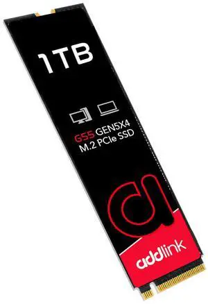 Addlink G55 1TB PCIe Gen5 NVMe M.2 SSD- Up to 10,200 MB/s - PC Gaming Upgrade, Photography, Video Editing & Design - Gen5x4 Internal Solid State Drive (ad1TBG55M2P)