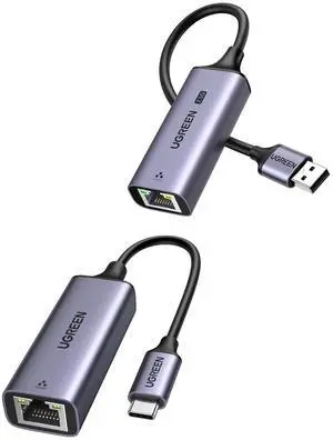UGREEN USB C to Ethernet Adapter Gigabit RJ45 to USB 3.0 Type-C (Thunderbolt 3) LAN Network Adapter Bundle with 2.5Gb USB to Ethernet Adapter Ethernet to USB Adapter for Laptop
