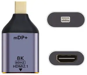 cablecc Mini DisplayPort 1.4 Source to HDMI 2.0 Display 8K 60hz UHD 4K Mini-DP to HDMI Male Monitor Adapter Connector