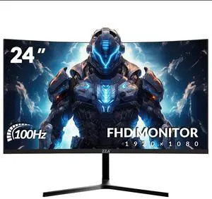 ZZA 24" Curved Gaming Monitor, Support 100Hz, Full HD 1920x1080, Three Narrow bezelsFreeSync Premium - Ultimate Gaming Experience