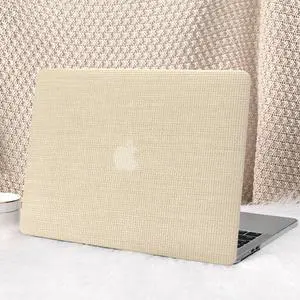 Seorsok Compatible with New MacBook Air 13.6 inch Case M4 M3 M2 2025 2024-2022 Release A3240 A2681 A3113 Touch ID,Elegant Leather Plastic Hard Shell Case with Transparent Keyboard Cover,Khaki