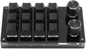 Ejoyous Macro Keyboard, One Handed Macro Mechanical Gaming Keypad 12 Key Programmable Keyboard with Knob for Office Games Compatible with Vista (Black)