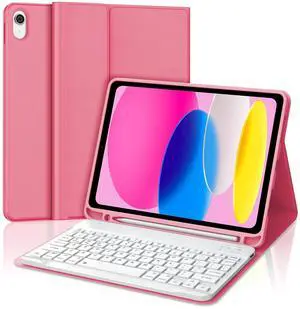 WINCHKING Keyboard Case for iPad A16 2025 11th/10th 2022 Generation (11-inch/10.9),Adjustable 3 Viewing Angles,Detachable Wireless Keyboard with Bulit-in Pencil Holder iPad Folio Cover(Hot Pink)