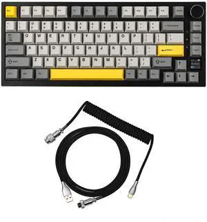EPOMAKER Ajazz AK820 Pro 75% Mechanical Gaming Keyboard, Gasket-Mounted with TFT Smart Display & Knob + Mix 1.8m Coiled USB Cable