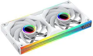 ICOLER SL240 ARGB&PWM Reverse PC Case Fan - Integrated -Type Infinity Mirror Design with 2 x 120mm ARGB&PWM Fans, No Software Required RPM Display, Suitable for Computer CaseWhite