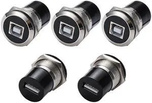 PENGLIN 5PCS USB-B to USB 2.0 Panel Mount Connector, USB Type B Printer Connector to USB2.0 Data Transfer Adapter Converter Compatible with Laptop Computer Printer Scanner Camera