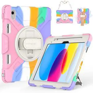 SUPFIVES Case for iPad (A16) 11th/10th Generation 2022/2025, Full-Body Drop Protection Cover for iPad 10th Gen 10.9/11 inch with Screen Protector, 360° Rotate Stand, Shoulder Strap, Pencil Holder