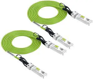 10Gtek [Green Colored 10G SFP+ DAC Cable - Twinax SFP Cable for Ubiquiti UniFi Devices, 2-Meter(6.5ft), 2 Pack