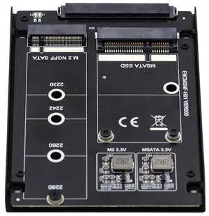 Cablecc B+M SSD Card Dual MSATA NGFF JBOD Raid0 Span Bridge to SATA Combo 2.5inch HDD Disk Drive Enclosure