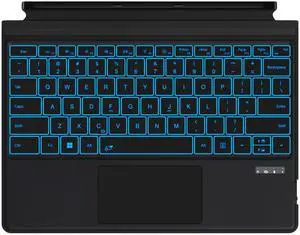 Surface Pro 3/4/5/6/7/7+ Keyboard, Ultra-Slim Wireless Bluetooth Surface Keyboard with Palm-Rejection Trackpad, 7-Color Backlit, Sleep/Wake Function, Long Battery Life