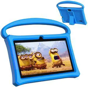 VOLENTEX Kids Tablet 7 inch, Age 3-7, Android 13 PAD for Kids,4(2+2) GB RAM 32GB ROM Quad-Core with Shockproof Case for Toddler Educational, Bluetooth, WiFi, Dual Camera (Blue)