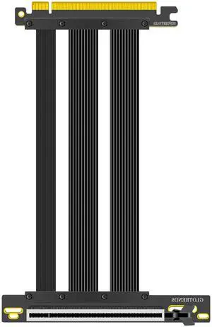 GLOTRENDS 200mm PCIe 5.0 Riser Cable for RTX5090 RTX4090 RX9070 RX7900, Compatible with PCIe 5.0/4.0 GPUs, 90 Degree Right Angle for Vertical GPU Mount