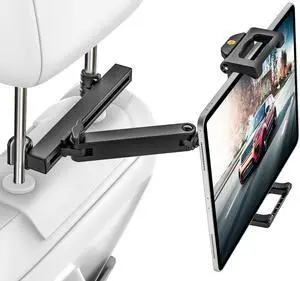woleyi Car Headrest Tablet Holder, [Large Clamp] [Thick Case Friendly] Tablet Mount for Car Back Seat, Road Trip Essentials for Kids Accessories, for iPad Pro Air Mini, Galaxy, Fire HD, 6-15.6" Device