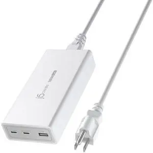 j5create 185W GaN USB-C/A 3-Port Laptop Super Charger w/Power Delivery 3.1, Supports MacBook Pro MagSafe 140W, Power and Charge Laptops/Tablets/Phones/Game Consoles (JUP37185W)