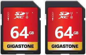 GIGASTONE 64GB SD Card 2-Pack UHS-I U1 Class 10 SDXC Memory Card High Speed Full HD Video Canon Pentax Kodak Olympus Digital Camera with 2 mini Cases