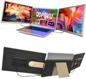 Laptop Screen Extender, 15.6" FHD 1080P Triple Portable Monitor Ultra-Slim Laptop Monitor Extender for 13"-17.3" Laptop with Speakers, HDMI/USB-C Plug-Play Extended Screen for MacOS Windows Android
