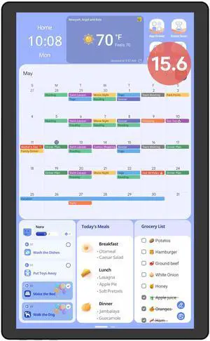 Cozyla 15.6'' Digital Calendar Wall Touch Screen Chore Chart to Do List Notepad Smart Electronic Calendar for Family Meal Planner Android Tablet Support All Google Play Apps w/Stand Wall Mount Black