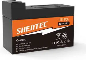 Shentec LiFePO4 Battery - 12V 8AH Lithium Battery,Deep Cycles|Lightweigh|Built-in BMS,Perfect for Kids Car, Ride on Toys,Fish Finder, Alarm System,Speaker,Small UPS