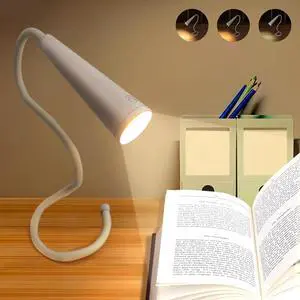 4-in-1 Wireless LED Reading Lamp | USB-C Rechargeable, 360° Flexible Gooseneck, Touch Control 3 Colors & Brightness, Portable Desk Light (1200mAh Battery)
