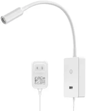 PRINCEWAY LED Wall Mounted Bedside Reading Light, Touch Dimmable Spot Lamp for Bedroom Headboard Light with 5V2A USB Port, Flexible Gooseneck, 4 Brightness Levels, Neutral White 4000K Lighting