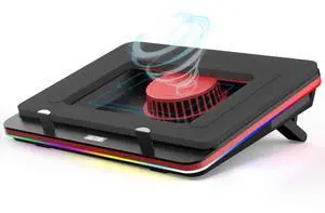 IETS GT500 Powerful Turbo-Fan (5000 RPM) RGB Laptop Cooling Pad with Infinitely Variable Speed,Seal Foam for Rapid Cooling Gaming Laptop,Dust Filter for Protect Laptop,13-17.3inch Laptop Cooler