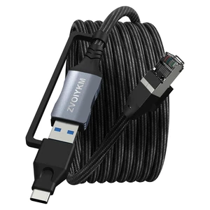 ZVOIYKM USB to Ethernet Cable 6FT/1.8M with USB C Port, Braided USB 3.0 A/C to RJ45 Gigabit LAN Network Cord, Gold Plated Connector for Laptop, PC, MacBook, iPad Pro, Game Console, Tablet ZVOIYKM USB to Ethernet Cable 6FT/1.8M with USB C Port, Braided USB 3.0 A/C to RJ45 Gigabit LAN Network Cord, Gold Plated Connector for Laptop, PC, MacBook, iPad Pro, Game Console, Tablet