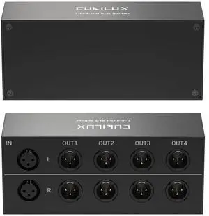 Cubilux 4-Way Balanced XLR Splitter Box, Passive Stereo 2-In-8-Out Audio Distributor for Studio, Live, Mixer, Amplifier, Preamps, Powered Speaker Cubilux 4-Way Balanced XLR Splitter Box, Passive Stereo 2-In-8-Out Audio Distributor for Studio, Live, Mixer, Amplifier, Preamps, Powered Speaker