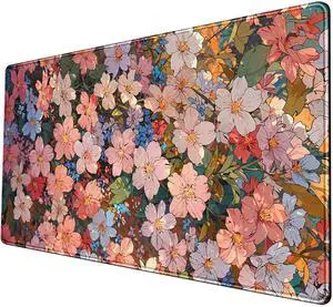 Floral Desk Mat for Women, Pastel Aesthetic Large Mouse Pad, XXL Desk Pad, Non-Slip Gaming Pad for Study Office Cubicle Decor 31.5x15.7in Floral Desk Mat for Women, Pastel Aesthetic Large Mouse Pad, XXL Desk Pad, Non-Slip Gaming Pad for Study Office Cubicle Decor 31.5x15.7in