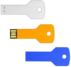 KOOTION 64GB USB Key Flash Drive 3 Pack Metal Shaped Memory Stick (3 Colors: Blue Silver Gold) KOOTION 64GB USB Key Flash Drive 3 Pack Metal Shaped Memory Stick (3 Colors: Blue Silver Gold)