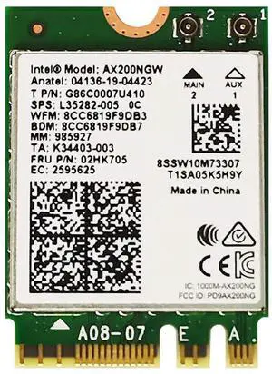 POINWER WiFi 6 Intel AX200 Up to 2974Mbps with Bluetooth 5.1 Wireles M.2 2.4G/5Ghz Card for Laptop PC with Windows 64 bit - Intel Model AX200NGW POINWER WiFi 6 Intel AX200 Up to 2974Mbps with Bluetooth 5.1 Wireles M.2 2.4G/5Ghz Card for Laptop PC with Windows 64 bit - Intel Model AX200NGW