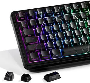 HITIME x XVX Lightning Keycaps 60 75 100 Percent - Shine Through Keycaps w/IMD Tech, for Mechanical Keyboards, Full 118 Key Set, OEM Profile, Lines Backlit, Side Printed - Black HITIME x XVX Lightning Keycaps 60 75 100 Percent - Shine Through Keycaps w/IMD Tech, for Mechanical Keyboards, Full 118 Key Set, OEM Profile, Lines Backlit, Side Printed - Black