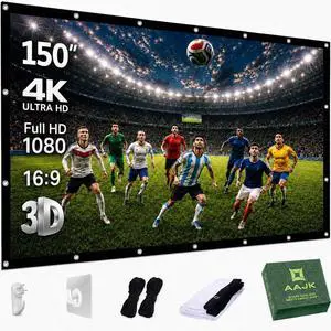 AAJK Outdoor Projector Screen 150 inch, Washable Projector Screen 16:9 Foldable Anti-Crease Portable Projector Movies Screen for Home Theater Outdoor Indoor Support Double Sided Projection AAJK Outdoor Projector Screen 150 inch, Washable Projector Screen 16:9 Foldable Anti-Crease Portable Projector Movies Screen for Home Theater Outdoor Indoor Support Double Sided Projection