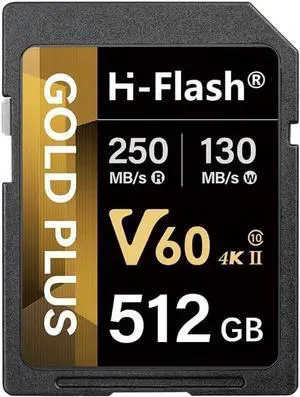 H-Flash v60 sd Card 512gb 260MB/s Read, 200MB/s Write, Ideal for 4K/8K HDR, and 360 Video, High-Performance SD Memory Cards for Cameras, Photographers & Content Curators (V60 512GB) H-Flash v60 sd Card 512gb 260MB/s Read, 200MB/s Write, Ideal for 4K/8K HDR, and 360 Video, High-Performance SD Memory Cards for Cameras, Photographers & Content Curators (V60 512GB)