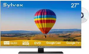 SYLVOX 27" 12V/24V Smart RV TV with Google TV & Built-in DVD Player, Frameless 1080P Full HD QLED Display, Shock-Resistant, Wide Voltage Support (932V), Voice Control Remote (Limo QLED Series 2026) SYLVOX 27" 12V/24V Smart RV TV with Google TV & Built-in DVD Player, Frameless 1080P Full HD QLED Display, Shock-Resistant, Wide Voltage Support (932V), Voice Control Remote (Limo QLED Series 2026)