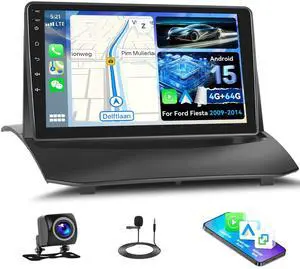 4G+64G Car Radio for Ford Fiesta 2009-2014 Android Replacement Upgrade Stereo with CarPlay Android Auto 9 Inch Touch Screen Head Unit with Backup Camera Mic 4G+64G Car Radio for Ford Fiesta 2009-2014 Android Replacement Upgrade Stereo with CarPlay Android Auto 9 Inch Touch Screen Head Unit with Backup Camera Mic