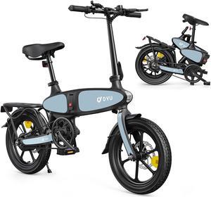 DYU 16" Folding Electric Bike for Adults Teens, 500W Peak Motor 48V/7.5AH, Pedal-Assist, Commuter Cruiser City E Bike