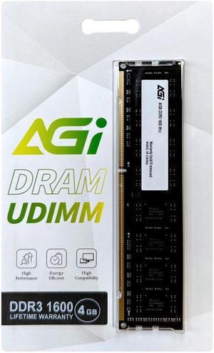 AGI UD128 4GB DDR3 UDIMM 1600MHz CL28, 288-pin for Computer Memory RAM Module Upgrade