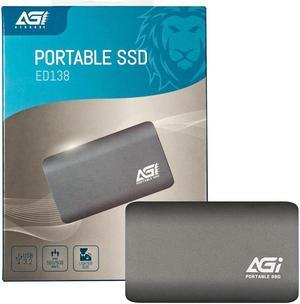 AGI 2TB ED138 Portable External SSD, (R/W Speed up to 550/500 MB/s), USB 3.2 Gen2 Type-C to Type-C/Type-A Cable, Aluminum Housing.