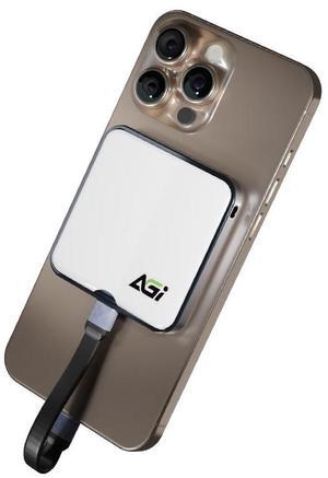 AGI EDM38 Portable 2TB SSD Type-C USB 3.2 Gen 2x2 Storage(White). Compatible with Magsafe for iPhone 15 Pro Max ProRes. Read speed up to 2050 MB/s. External SSD for iPhone 15 and newer, PC, laptops.