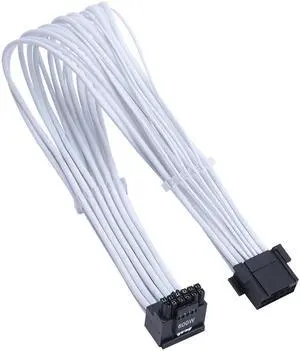 X-Enlazar Superior 600W PCIe 5.0 / Gen 5 90 Degree L-Angled Patent 12VHPWR PSU Extension Cable / White / 12+4pin to 12+4pin Extension Connector / Mesh Paracord Sleeving