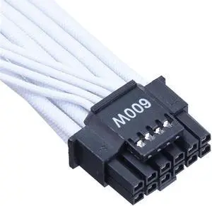 X-Enlazar Superior 600W PCIe 5.0 (Gen 5.0) 12VHPWR PSU Native Cable / White / 12+4pin to 12+4pin  for RTX 50 Series  / Mesh Paracord Sleeving