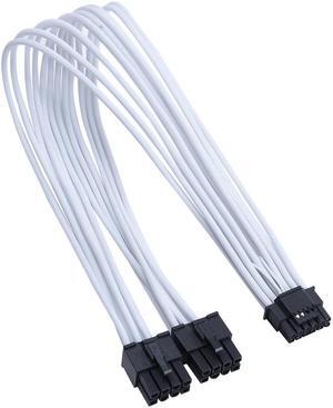 X-Enlazar Superior 600W PCIe 5.0 (Gen 5.0) 12VHPWR PSU Cable / White / Dual 6+2pin to 12+4pin Cable (7+8pin) / Mesh Paracord Sleeving