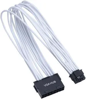X-Enlazar Superior Dual 6+2pin to 12VHPWR Extension Cable 300mm / 600W PCIe 5.0 (Gen 5.0) 12+4pin PSU Cable / Mesh Paracord Sleeving / White