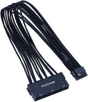 X-Enlazar Superior Triple 6+2pin to 12VHPWR Extension Cable 300mm / 600W PCIe 5.0 (Gen 5.0) 12+4pin PSU Cable / Mesh Paracord Sleeving / Black