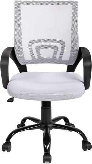 Office Chair Ergonomic Desk Chair Mesh Computer Chair Lumbar Support Modern Executive Adjustable Stool Rolling Swivel Chair for Back Pain (White)