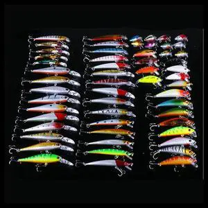 56pcs Topwater Minnow Fishing Lures Kit, Artificial Tackle Crank Baits For Freshwater