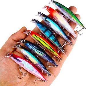 8pcs Suspending Minnow Bait With Treble Hooks, Jerkbait Long Casting Crankbait Wobbler For Fishing, Hard Bait 8cm/3.14in 5.5g