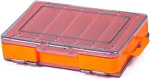 Double-sided Multi-functional Lure Box, Fishing Gear Accessories 5.51in (14cm)x3.94in (10cm)x1.1in (2.8cm) Orange