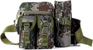 Camouflage Tactical Multi-purpose Kettle Waist Bag Sports Water Bottle Pocket Canvas Unisex Fanny Hip Purse Travel Running Digital